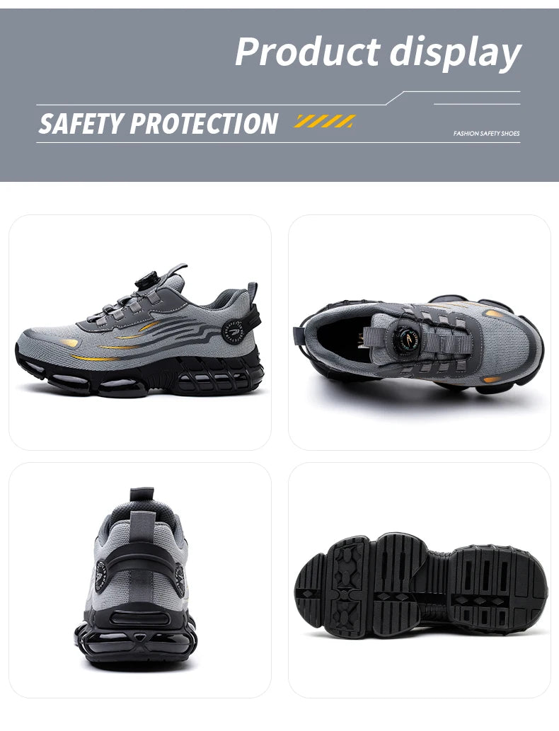 Men’s Rotating Button Safety Shoes – Anti-Smash & Anti-Puncture